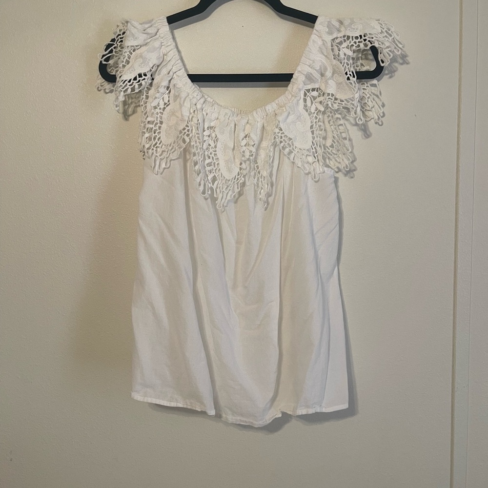Merona Ivory Lace Ruffle Blouse